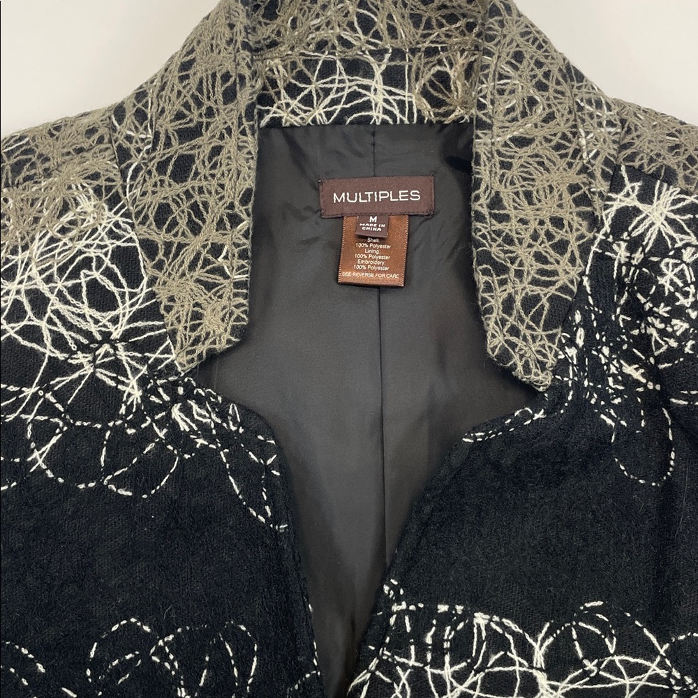Multiples Black Abstract Textured Jacket Blazer Z… - image 2